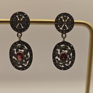 Marquisite And Garnet Earrings